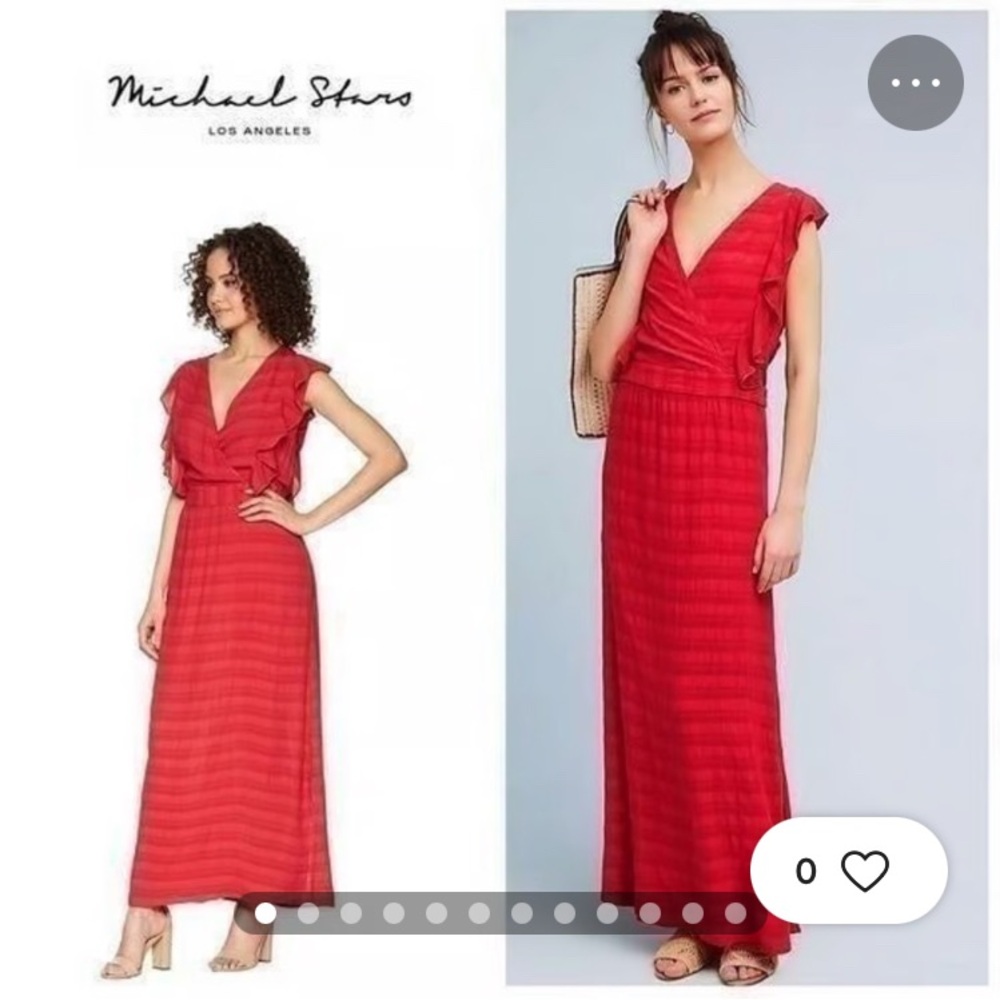 Michael Stars Plisse Flutter-Sleeve Maxi Dress